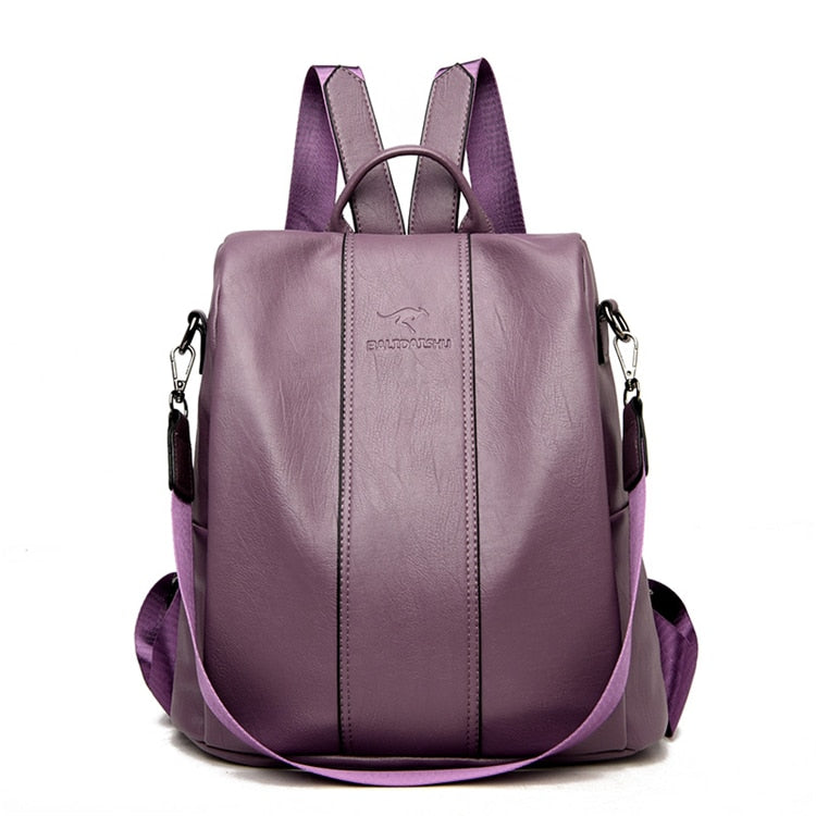 Sac à Dos en Cuir Antivol pour Femmes