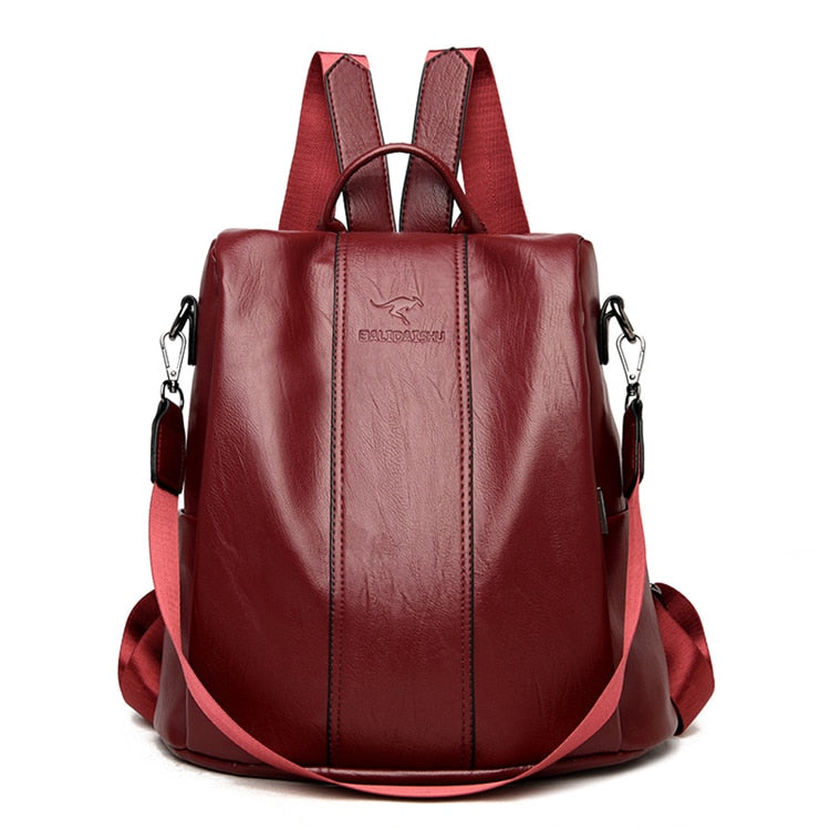 Sac à Dos en Cuir Antivol pour Femmes