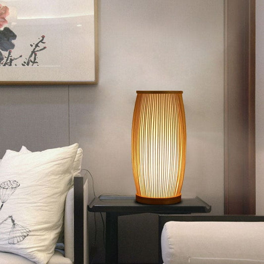 BambooGlow - Lampe de Table en Bambou avec Fonction Veilleuse