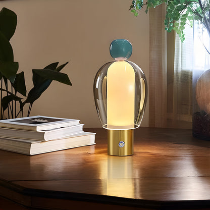 Easy Peasy - Lampe de Table Rechargeable en Verre Transparent avec Dimmable LED