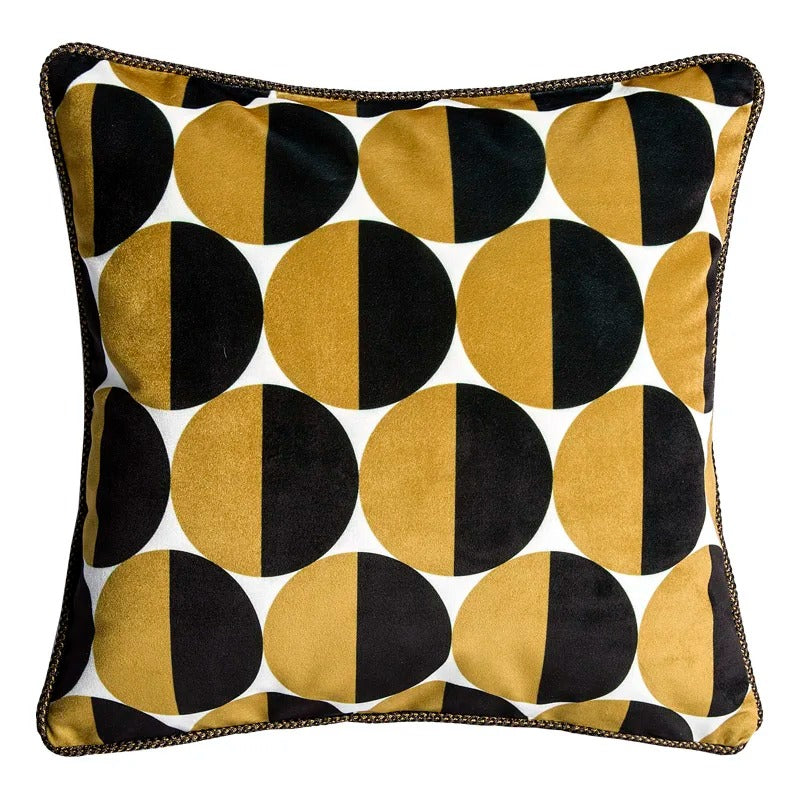 Housse de Coussin Rétro Dorée – Style Artistique Européen Luxe avec Imprimé Abeille