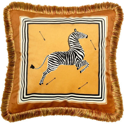 Housse de Coussin Rétro Dorée – Style Artistique Européen Luxe avec Imprimé Abeille